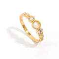 Fine Jewelry 925 Sterling Silver Natural Gemstone Gold Plated Authentic Bezel Setting Moonstone Queen Ring for Gift