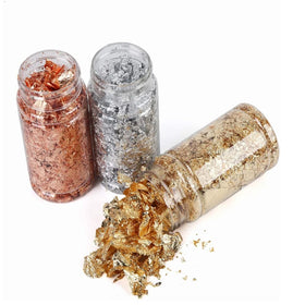 Chinese Factory Wholesale 5g Gold Foil Leaf Flakes Multi-Purpose Household Chemicals Gilding Imitative Gold Silver Copper Rose