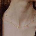 SC Fashion Stainless Steel Daisy Choker Necklace Jewelry Korean Dainty Freshwater Pearl Beaded Flower Necklace Gifts for Women