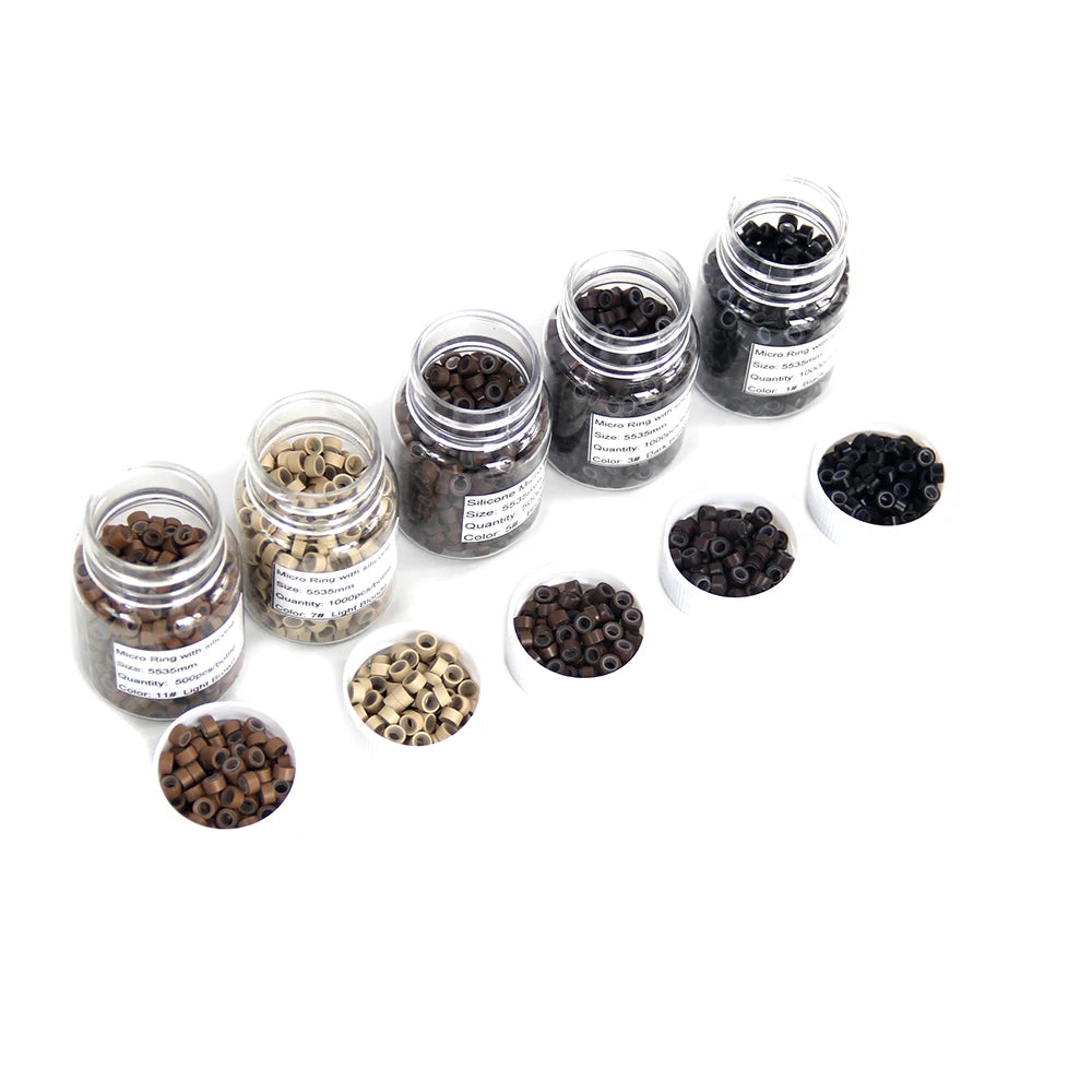 4.0mm 4.5mm 5mm 5.5mm Silicone Micro Pave Rings Tube & Link Beads for I Tip Hair Extensions Micro Rings for Hair Styling Tools