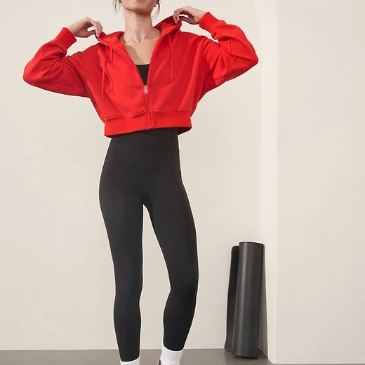 Cropped Zip up Hoodie Ultra Crop Full Zip Medium Weight Plush Fleece With Slightly Relaxed Fit Hoodie Zip up Crop Jogger Short