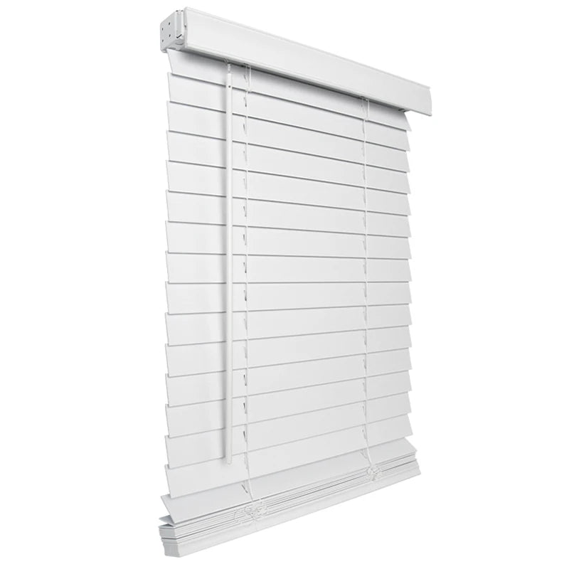 Electric Horizontal 50mm Slats PVC Cordless Faux Wood Modern Built-In Plain Venetian Blinds for Window