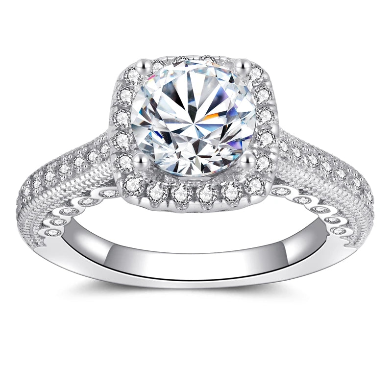 Wholesale Silver Engagement Ring with Custom Diamond Rhodium Plated for Wedding Party or Anniversary Ring