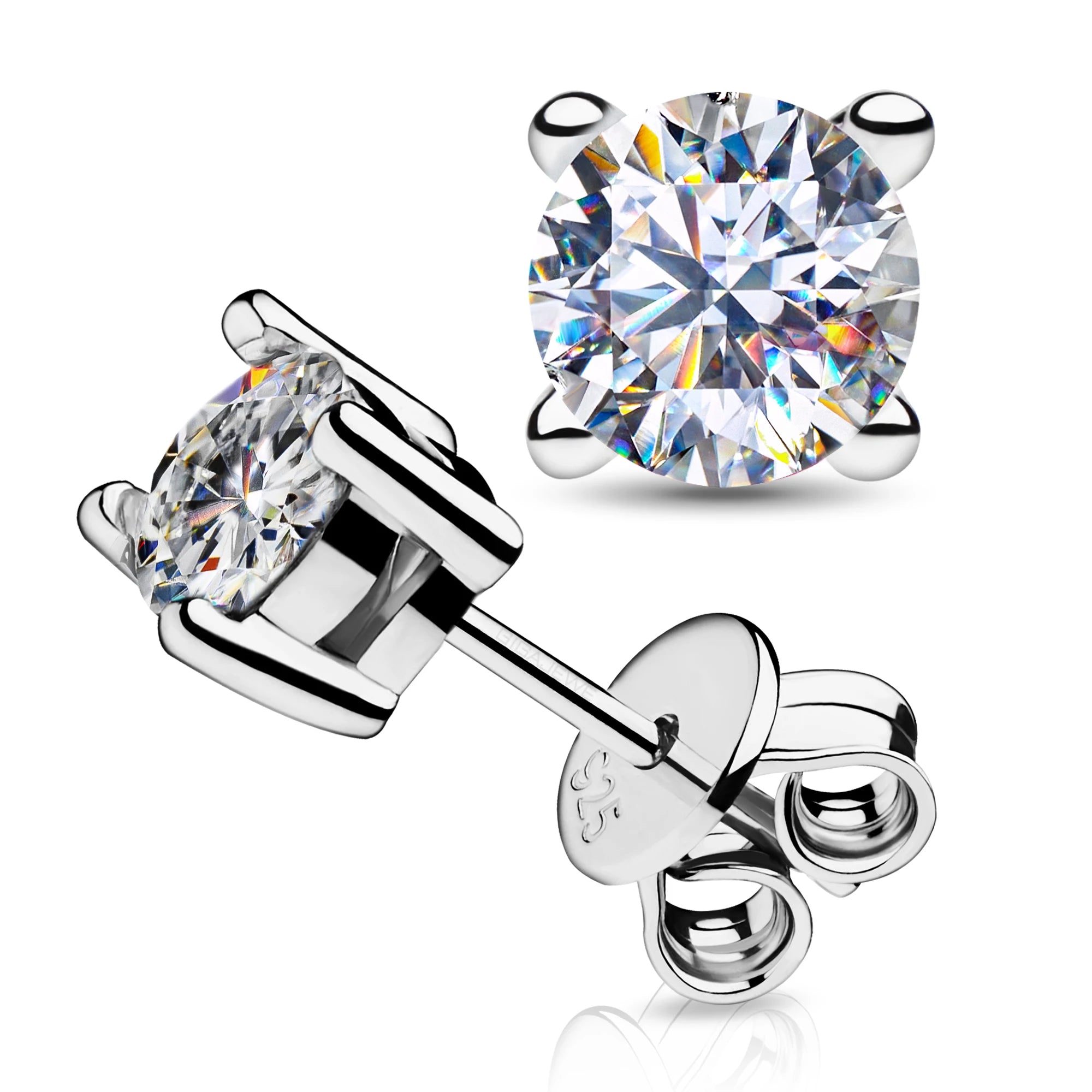 GIGAJEWE Round Cut 3mm 4mm 5mm Moissanite 18K Gold Plated 925 Silver Stud Earrings Jewelry Woman Girl Gift