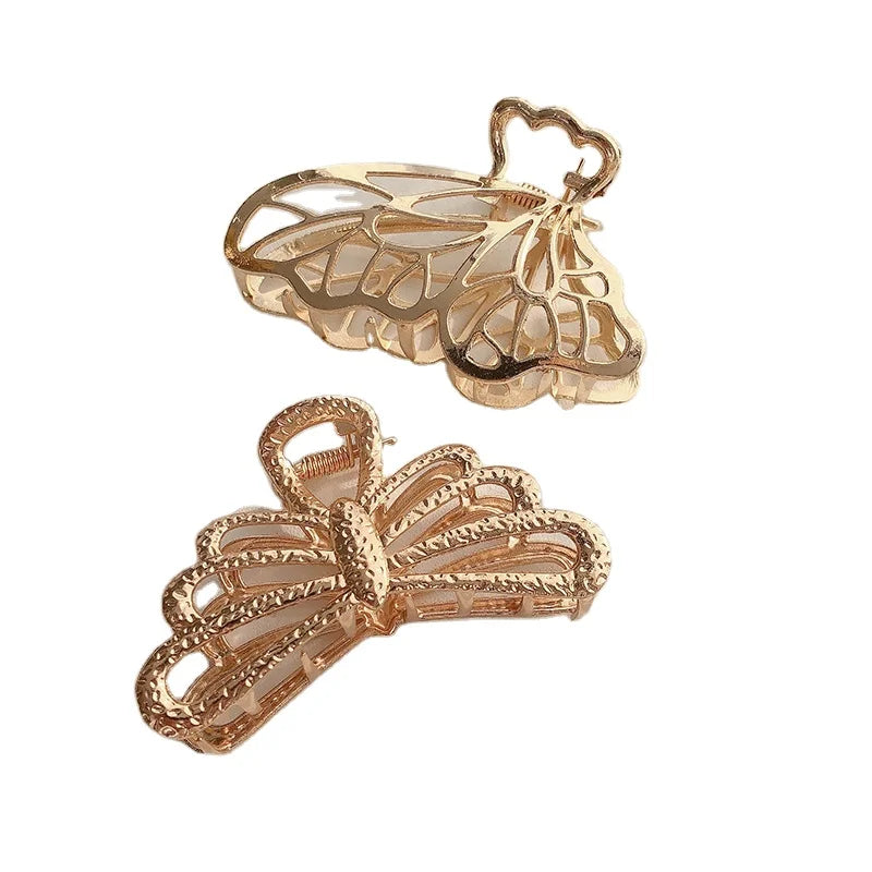 MIO Gold Decorative Butterfly Hair Clip Leaf Metal Hair Clips Vintage Metal Hair Claw Clips Leaf Bridal