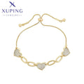 X000705211 Xuping Fashion Valentine's Day Gift Box Chain 14k Gold Plated Iced Out Heart Charm Women Bracelet