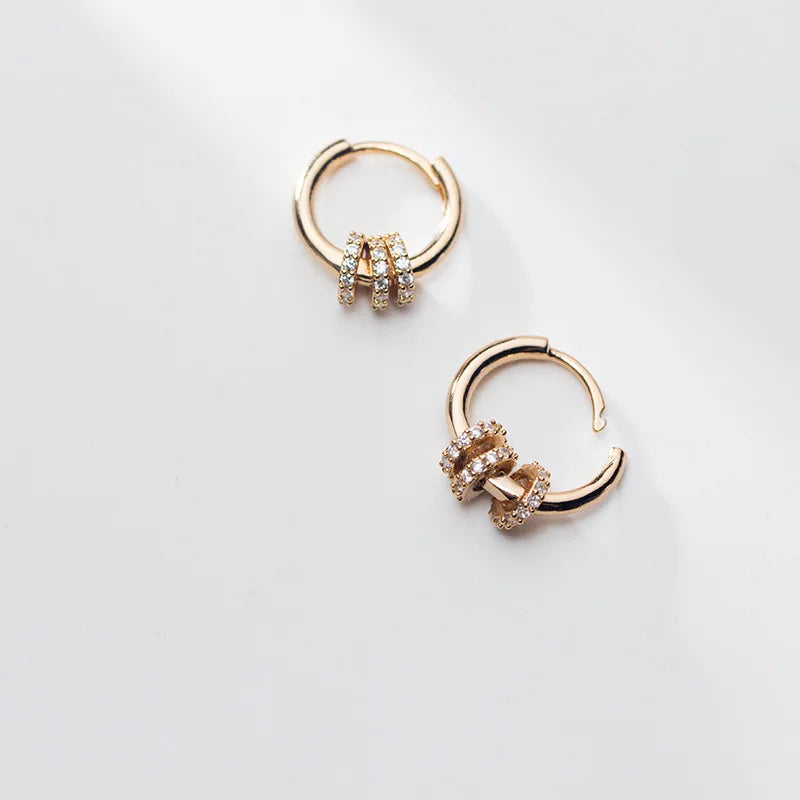 Small Round Circle Zircon Ear Rings Huggie 925 Sterling Silver Hoop Earrings Fashion Jewelry for Women
