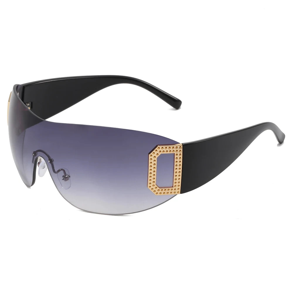 Superhot Eyewear 72400 Fashion 2023 Retro Y2K Oversized One Piece Shield Rimless Sports Sunglasses