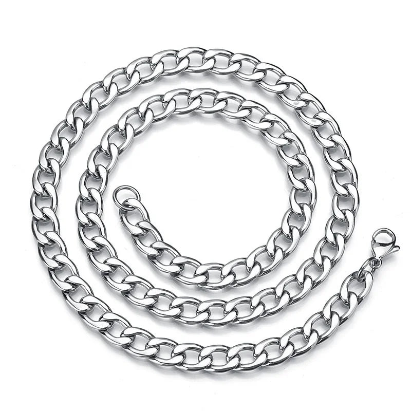 Curb Cuban Mens Necklace Chain Gold Black Silver Color Stainless Steel Necklaces for Men Fashion Jewelry