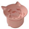 New Silicone Double Bowl Set Water Food Angled Design Spine Protection Elevated Cat Slow Feeders Bowl