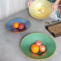 Wholesale Gold-Rimmed Charger Plate Gradient Blue Pink Glass Fruit Plate Glass Bowl Dinner Plate for Home Wedding