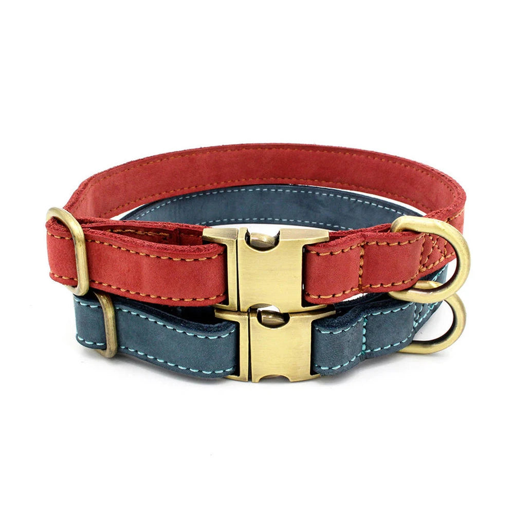 Luxury Dog Leather  Collar Two-color Custom Logo  New Dog Collar