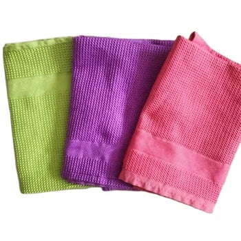 Waffle Border Microfiber Quick-Dry Tea Towel Woven Warp Knitted Pineapple Check Kitchen Cleaning Glass Non-trace Towel