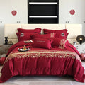 Wholesale Light Luxury Senior Style king Size Red Romance Wedding Duvet Cover Egypt Cotton Embroidery Bedsheets Bedding Set