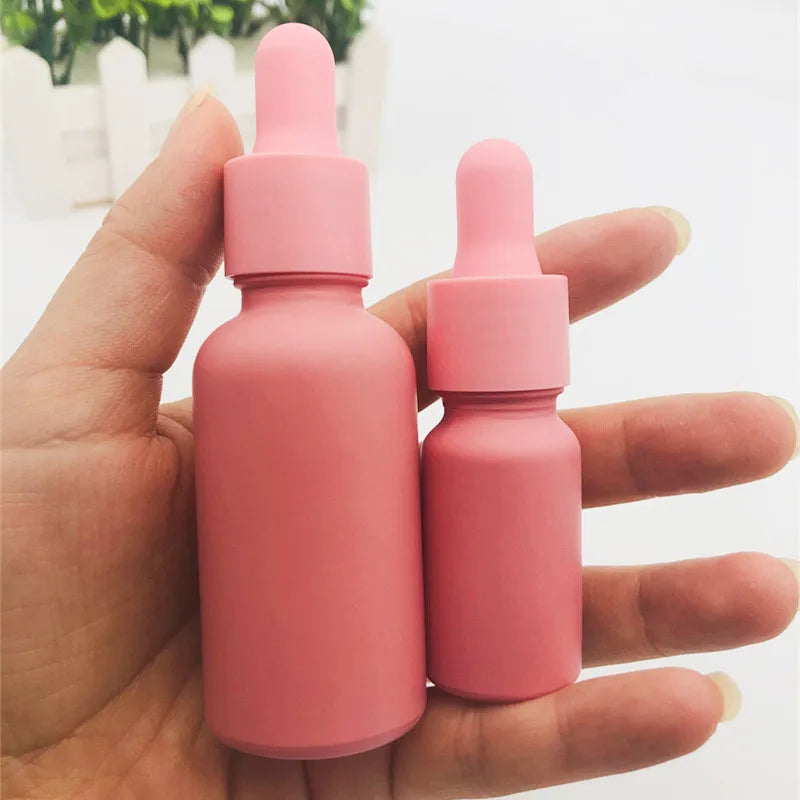 Round 5ml 10ml 15ml 20ml 30ml 50ml 100ml 1 oz Cosmetic Serum Matte pink Customized Essential Oil Bottles Glass Dropper Bottle