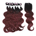 X-TRESS SPOT Body Wave 6 Piece Full Head/Pack With Lace Front Closure Synthetic Hair Extension Heat Resistant Fiber Hair Bundle
