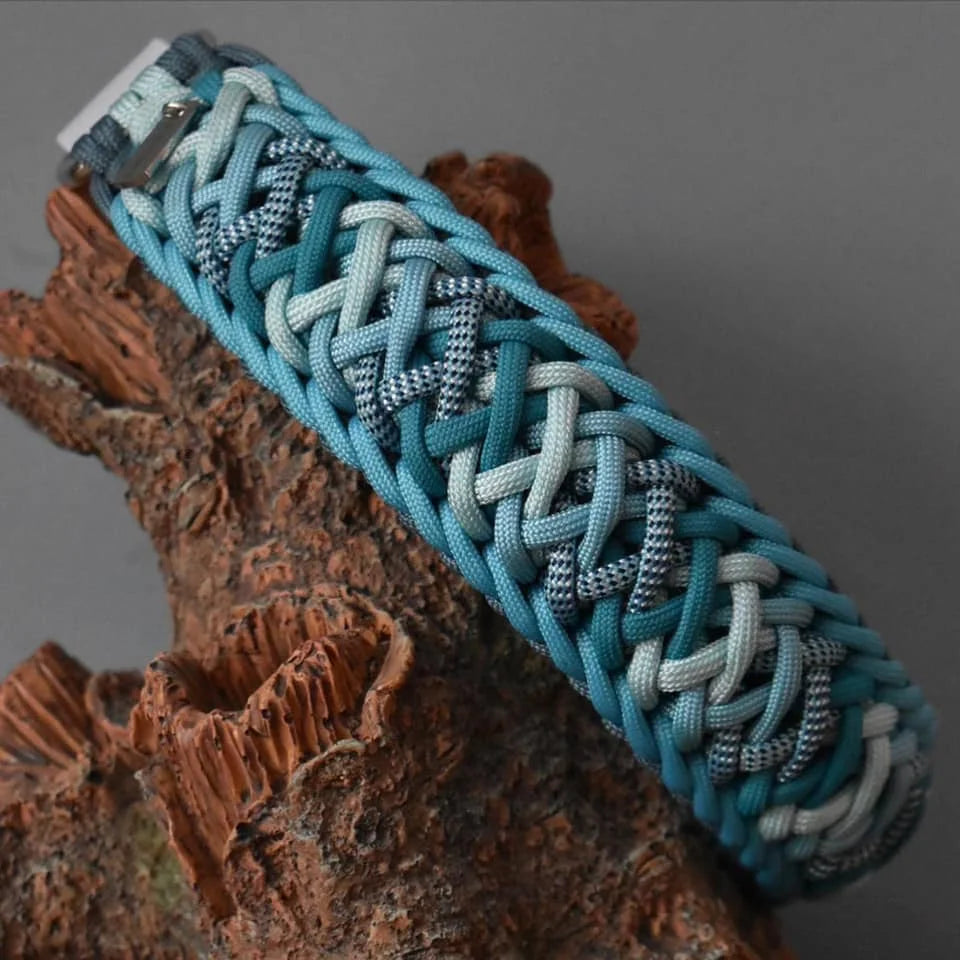 Luxury Logo Macrame Braided Nylon Rope Paracord Dog Collar and Lead Leash Set with Customized Color Modern Design S M L XL