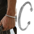 Lateefah OEM Men Women Vintage Six-Character Mantra Open Alloy Bangle Silver Cuff Heart Sutra Men Bracelet