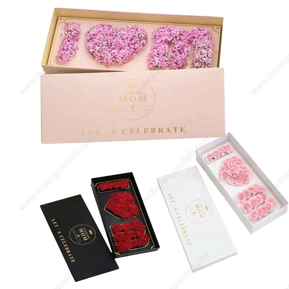 Set Decorative Flowers Preserved Rose in Acrylic Box I Love Mom Wholesale Wedding Supplies Mothers Day Gift