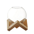 Custom High Borosilicate Glass Wood Stand Hand Blown Clear Orb Moon Verre Stylish Cocktail Glass for Wedding Party Restaurant