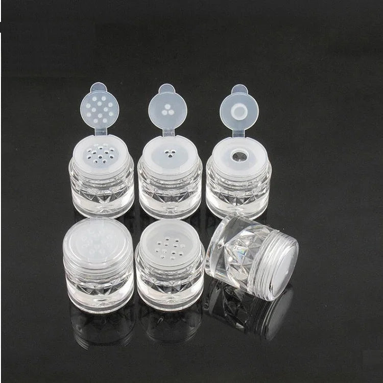 3g Empty Loose Powder Bottle Clear Crystal Bottom Cosmetic Packaging Refillable Loose Eye Shadow Nail Glitter Bottle