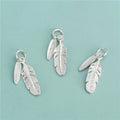 Dainty 925 Sterling Silver Beautiful Double Feather Pendant Charm for Diy Bracelet Necklaces Jewelry Making
