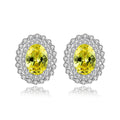 Elegant Fine 925 Sterling Silver Rhinestone Zircons Women Fashion Gemstone Yellow Diamond Stud Earrings