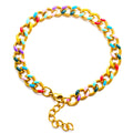 Colorful Chain Necklace Bracelet Set Fashion Waterproof Stainless Steel Enamel Drop Oil Jewelry Summer Personality Bracelet