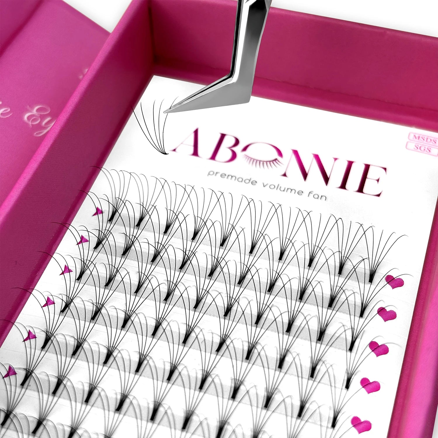 Abonnie Short Stem Pre Made Fanned Eyelash Extensions Premium Pbt Silk Promade Lashes Trays Heat Bonded Premade Volume Fans