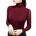 2025 European Style High Collar Mesh Bottoming Women's Fleece-Lined Thickened Warm Long-Sleeved Elastic Top Knitted Inner Style