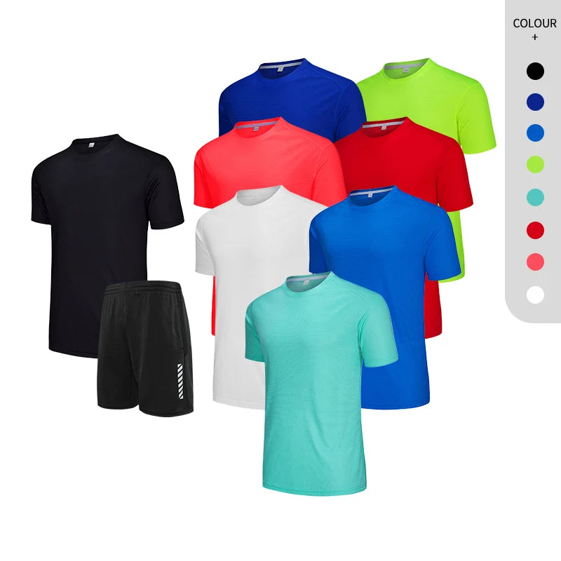 Summer Running Sports T-shirt Shorts Suit Cheap Men's Polyester Sportswear