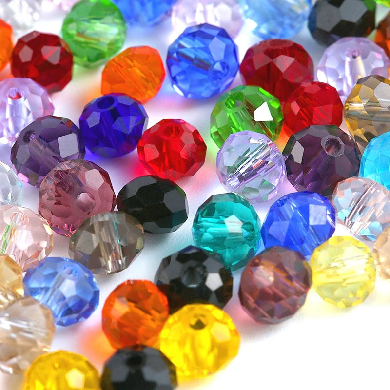 Rainbow Crystal Brilliant Colorful Bulk Faceted 6mm Beaded Crystal Beads for Jewelry Making