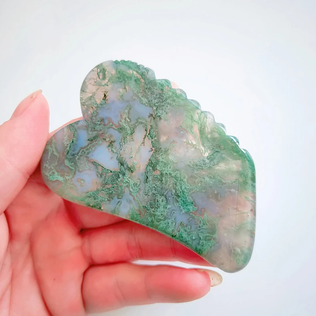 DIY Reliable New Shaped Moss Agate Massage Guasha Massager Gua Sha Scraping Tool Guastone
