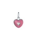 New 925 Sterling Silver Charm Custom Pink Enamel  Heart Pendant Charm Jewelry Making