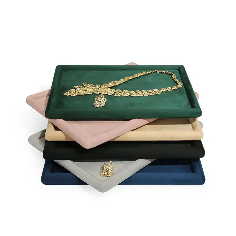 High-End Suede Leather Jewelry Display Tray Elegant Patterned Pallet for Fashionable Store Showcase