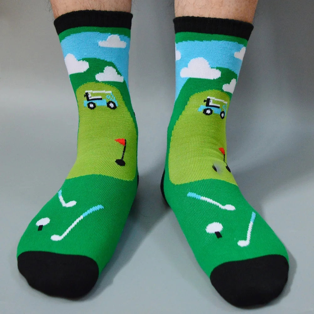 Popular Custom Fishing Hunting Camping Racing Biking Grilling Funny Golfing Unisex Socks for Men