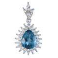 Sparkling Rhodium-Plated 925 Sterling Silver London Blue Topaz Pendant Anniversary Gift for Women Natural Charm Pendants