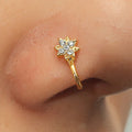 Men Women Crystal Nose Piercing Body Jewelry Floral Nose Hoop Nostril Nose Ring Tiny Flower Helix Cartilage Tragus Ring