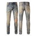 Euro-American Style Men Paint Graffiti Skinny Jeans Men Fashion Ripped Hole Wash Jeans Men Straight Casual Pants Designer Jeans