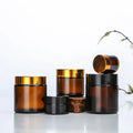 New Product 5g 10g 15g 20g 30g 50g 100g Natural Amber Body Butter Cosmetic Cream Jar Aluminum Lid New Glass Base for Chemical