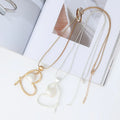 TongLing Trendy Fashion Alloy Statement Gift Double Pearl Heart Necklace Jewelry Dainty love Heart Pendant Necklace for Daily MegaBDM