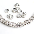 4/6/8mm White Copper Metal Crystal Rhinestone Rondelle Spacer Loose Beads for DIY Jewelry Making