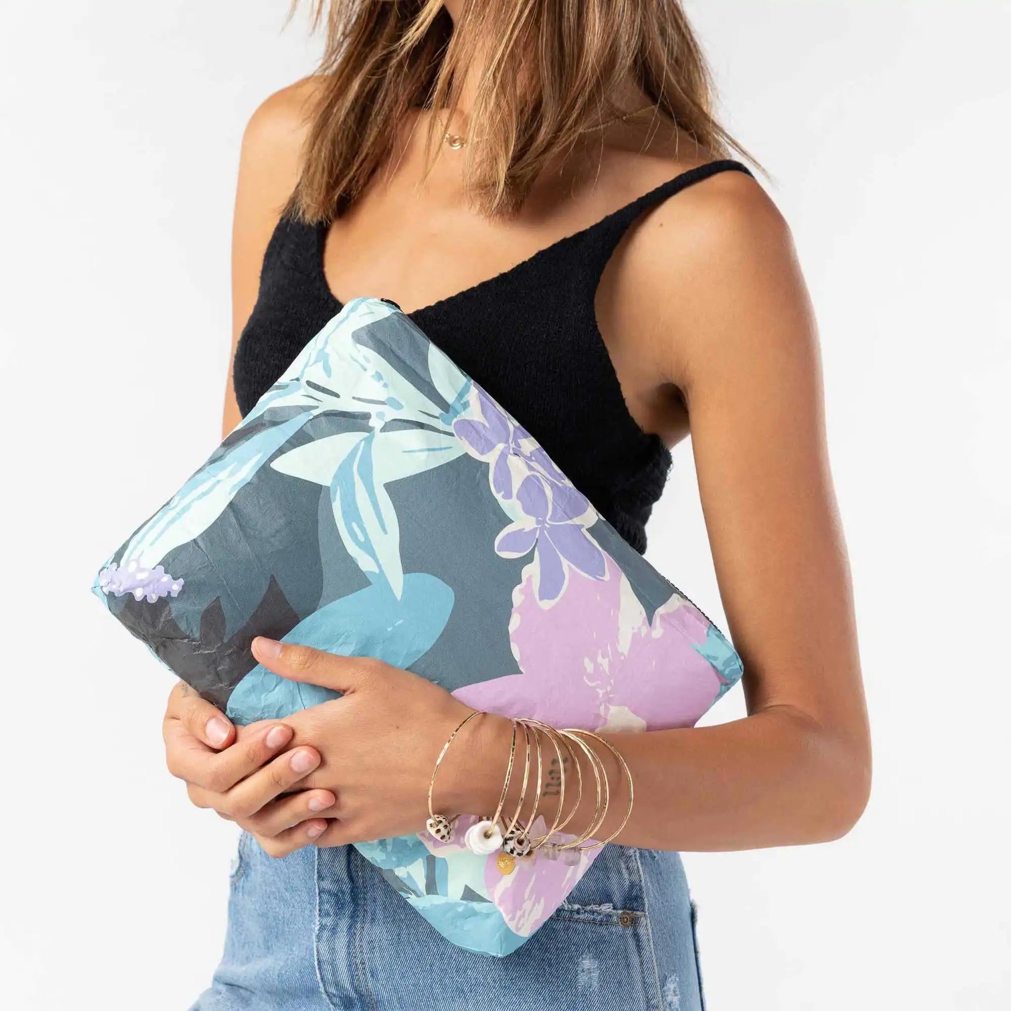 Waterproof Wet Dry Reversible Travel Small Toiletry Cosmetic Custom Bag  Tyvek Zipper Pouch Clutch Women Bag