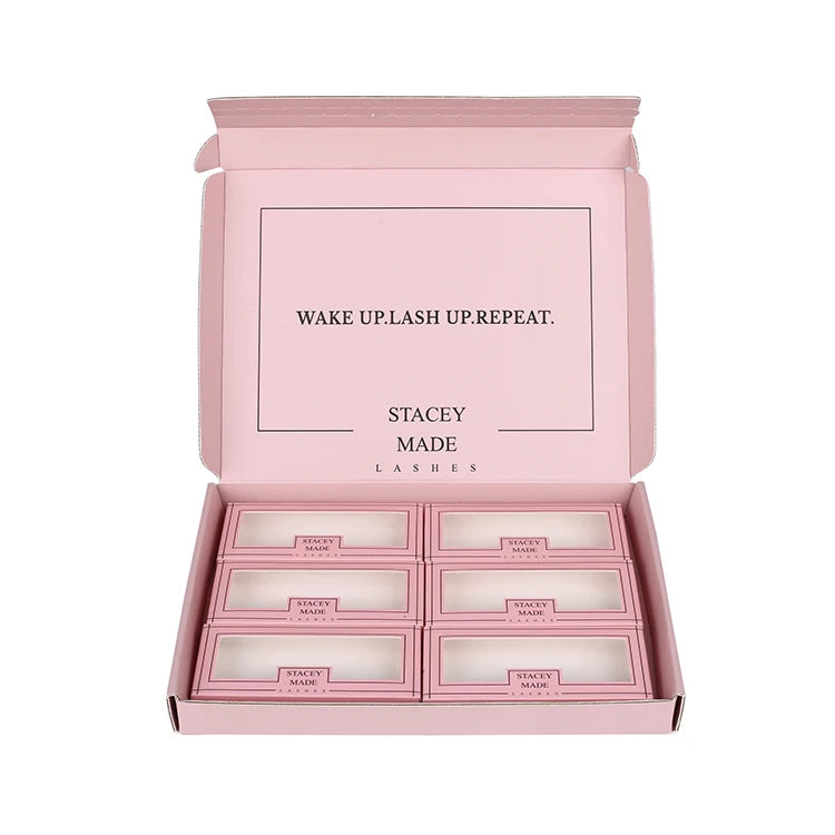 Wholesale Private Brand Eyelash Packaging Box Thin Shipping Mailer Eyelashes Box PVC Window Display Paper Box