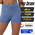 Wholesale Custom Leopard Print Gym Shorts Crossed Waist Butt Lift Quick Drying Women's Workout High Stretch Shorts for Women