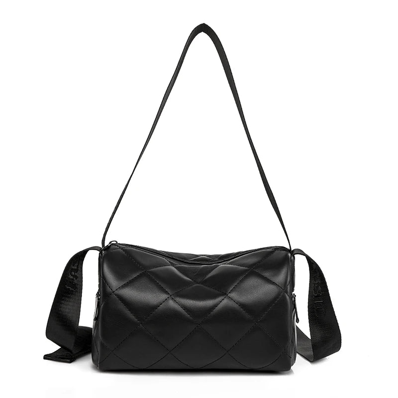 2023 Practical Soft PU Rhombus Unisex Waterproof & Tear Resistant Shoulder Bag with Double Shoulder Strap Messenger Bag