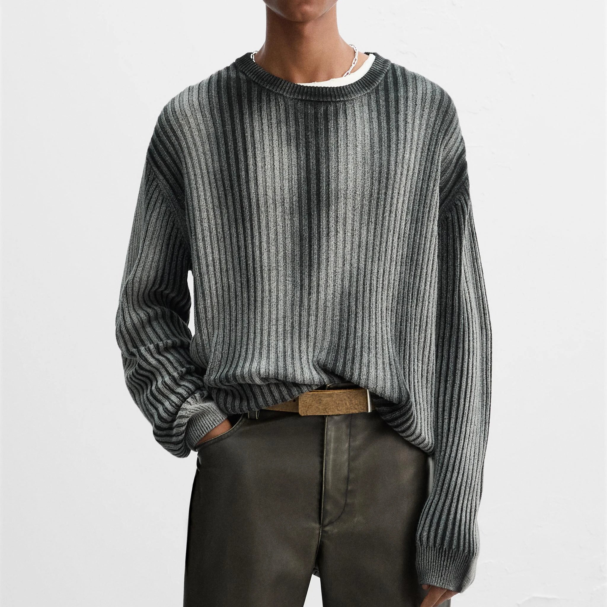 Custom Design logo Knitted  Knitwear Cotton  Jumper Long Sleeve Winter Crew Neck Knit Custom Pullover Men Sweater
