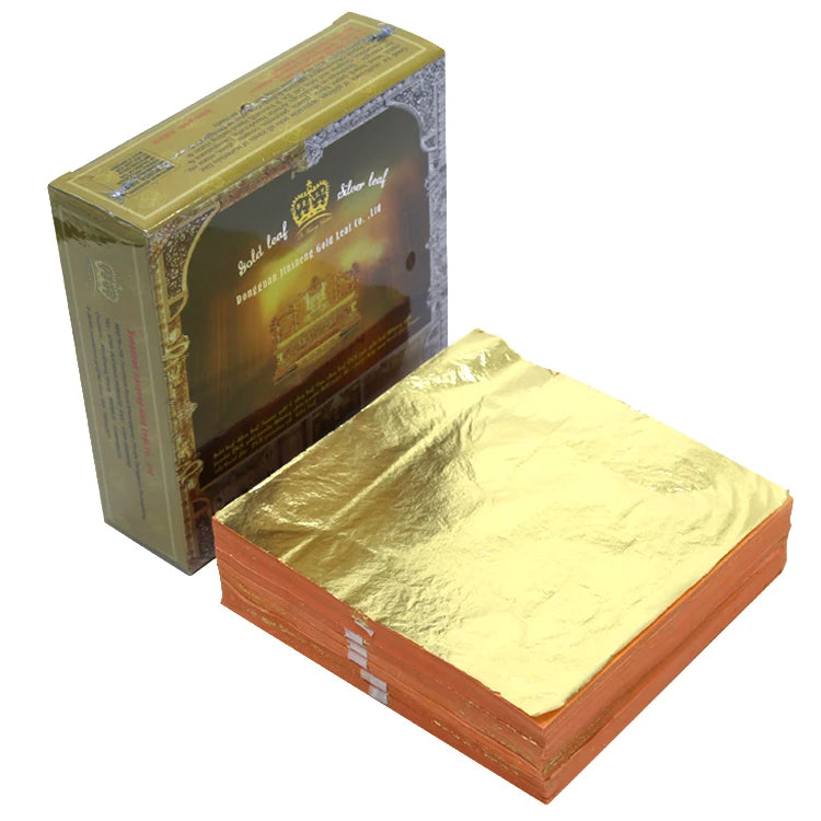 14*14cm Italian Gold Foil Leaf Sheets Soft Smooth Offset Printing 0.2-0.3 Microns Thickness Luxury Furniture Jewelry Metal Art