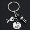 DAD IS (grill) KING Metal Key Chains Key Ring Bag Key Chain Holder Father's Day Gifts for Dad Car Key Chain