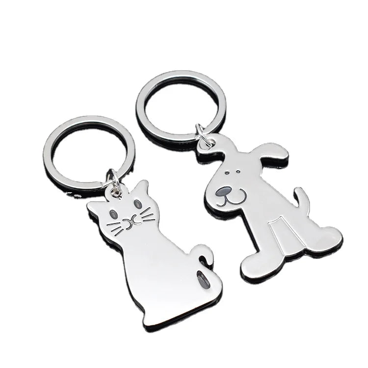 Wholesale Zinc Alloy Metal Cute Dog and Cat Keychain Zinc Alloy Pet Portrait Pendant